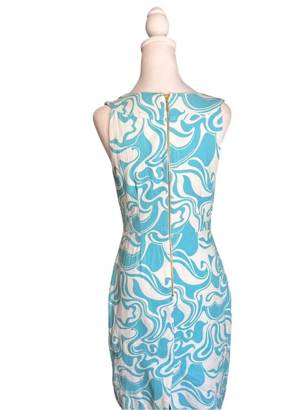 Kate Spade Women’s Blue White Abstract Print Sleeveless Sheath Shift Dress Sz 6